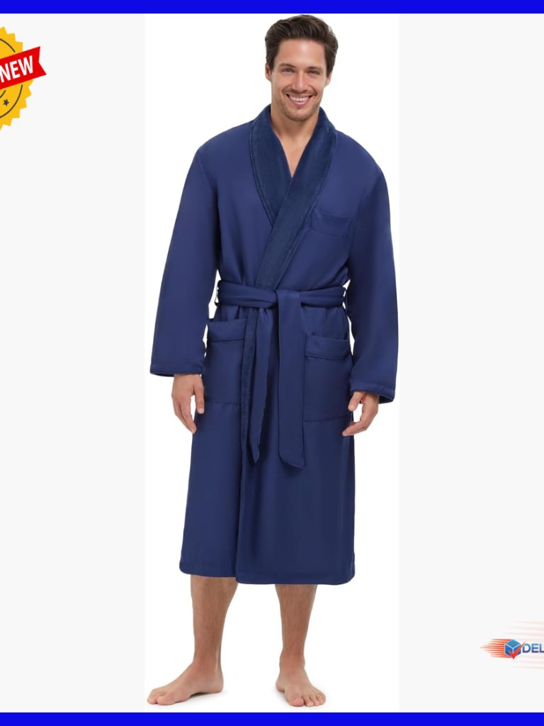 Plush Lined Microfiber Robe With Pockets, Unisex Fit, Resort Grade
